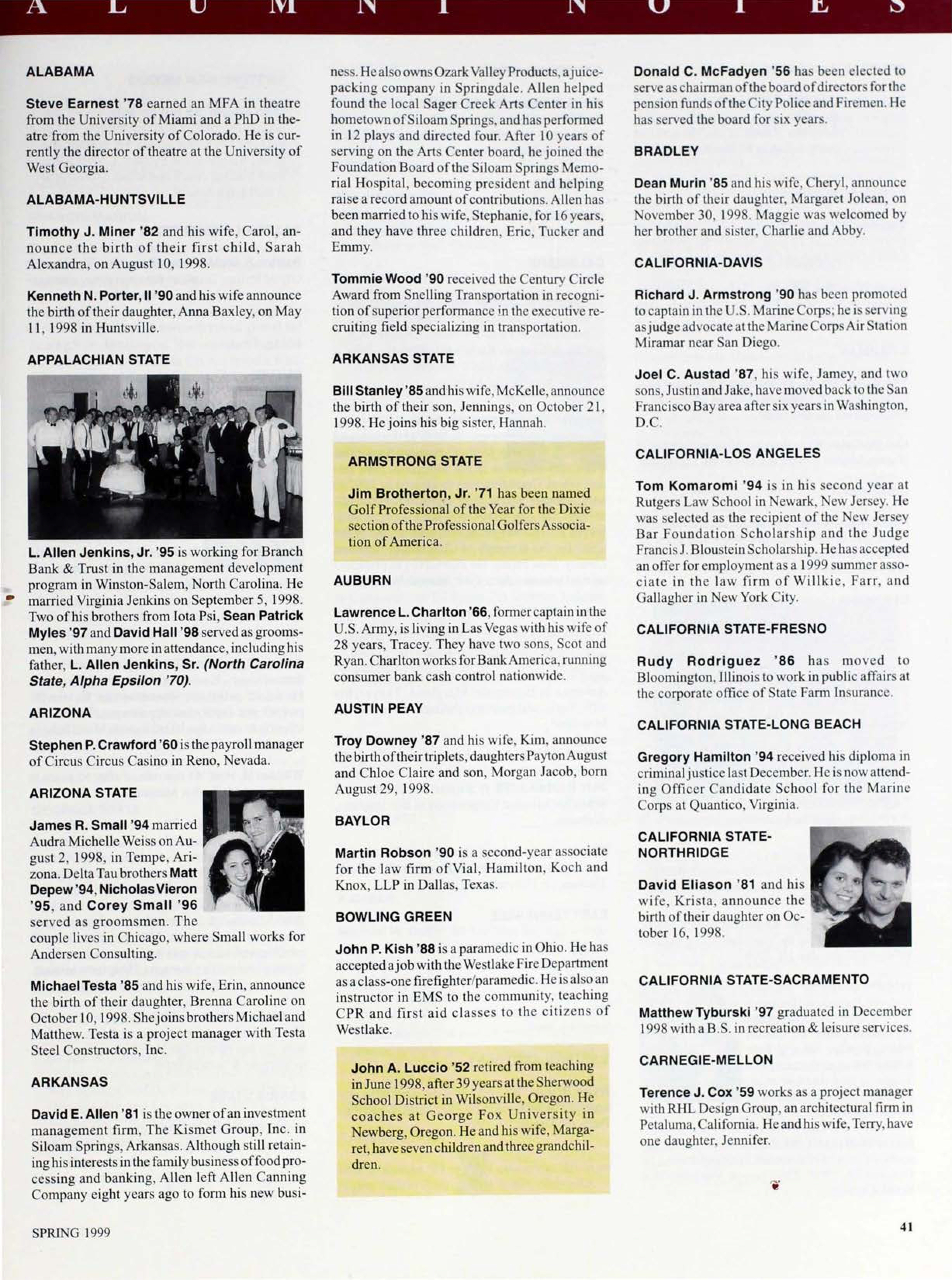 Alumni Notes, Spring 1999